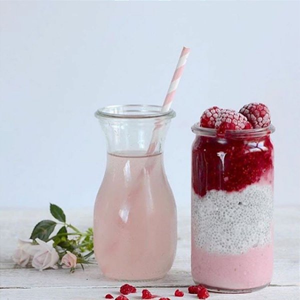 Canudo Biodegradável Listrado Branco e Rosa Bebe - 20 unidades - Rizzo