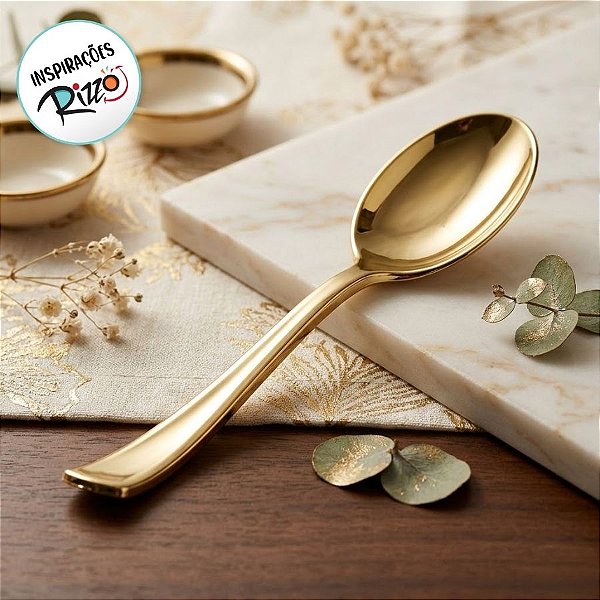 Colher Refeição Premium Dourada - 18cm - 8 unidades - Rizzo