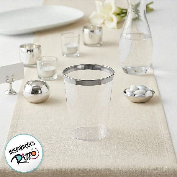 Copo Borda Prata - 4 unidades - 300 ml - Rizzo​