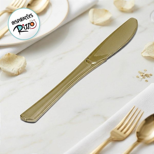 Faca Refeição Premium Dourada - 8 unidades - Rizzo