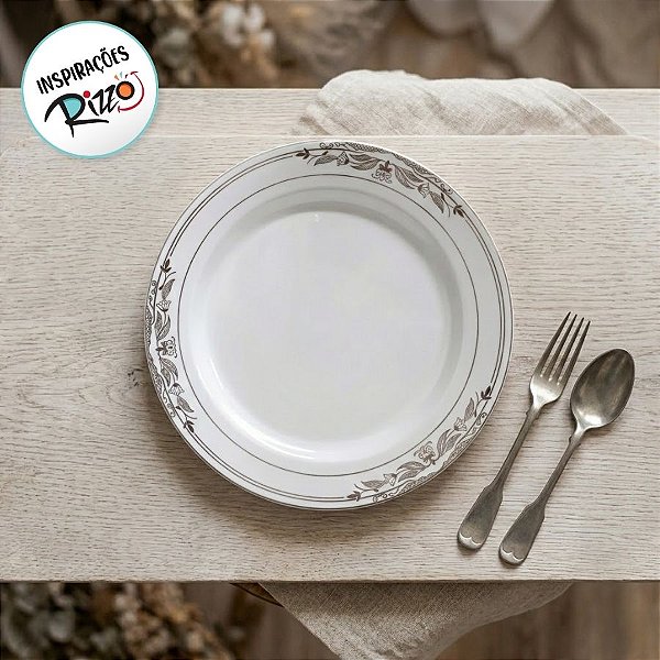 Prato Sobremesa Vintage Prata - 6 unidades - Rizzo