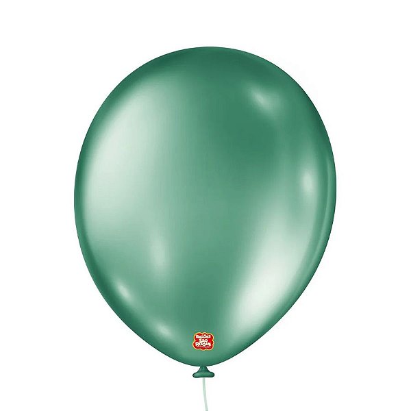 Balão de Festa Metalico - Verde - 25 Unidades - São Roque - Rizzo Embalagens