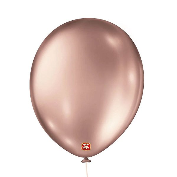Balão de Festa Metalico - Rosê Gold - 25 Unidades - São Roque - Rizzo Embalagens