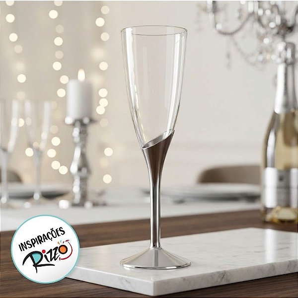 Taça para Champagne Base Prata - 6 unidades - 135 ml - Rizzo