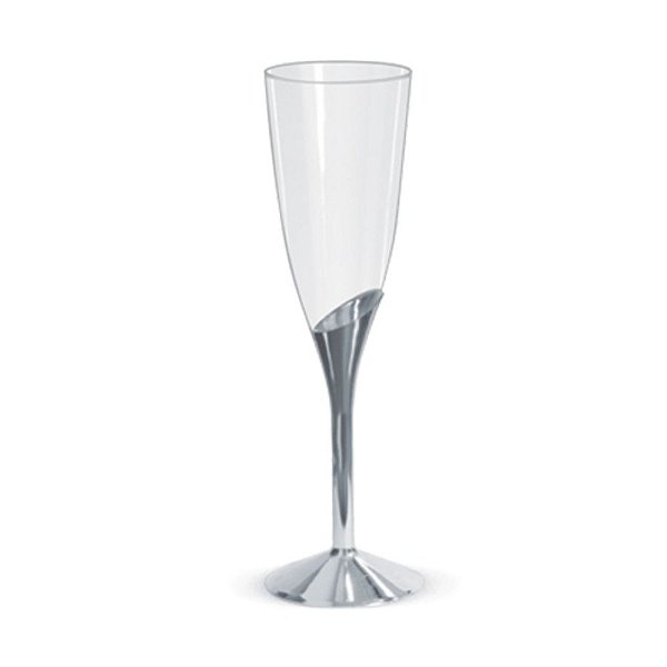 Taça para Champagne Base Prata - 6 un - 135 ml - Silver Festas