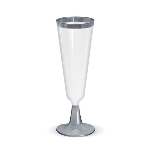 Taça para Champagne Borda Prata - 12 un - 150 ml - Silver Festas