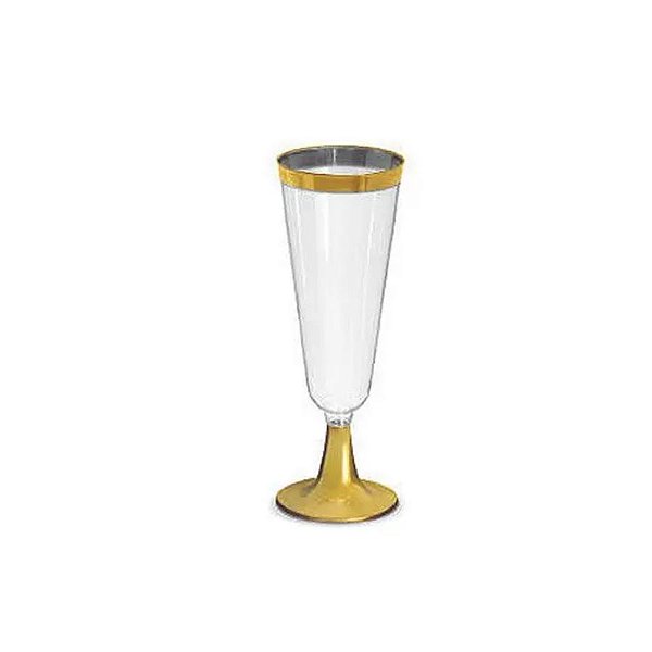 Taça para Champagne Dourada - 4 un - 210 ml - Silver Festas