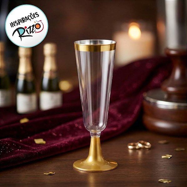 Taça para Champagne Dourada - 4 unidades - 210 ml - Rizzo