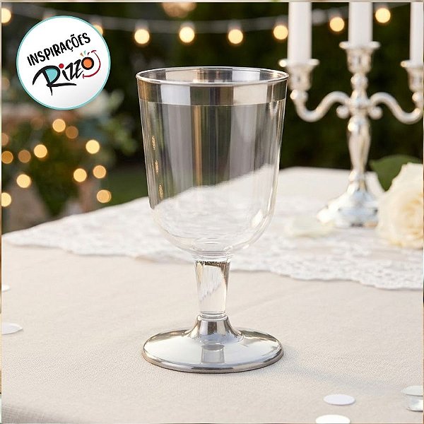 Taça para Vinho Borda Prata - 12 unidades - 210 ml - Rizzo