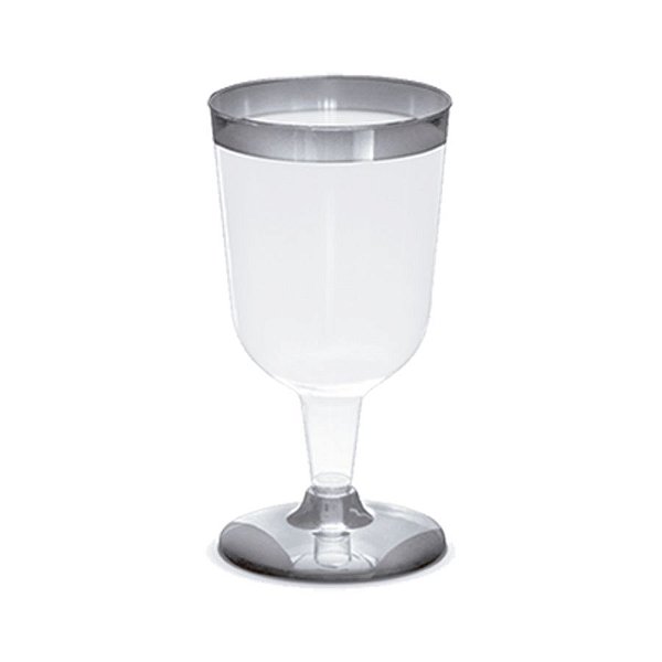 Taça para Vinho Borda Prata - 12 un - 210 ml - Silver Festas