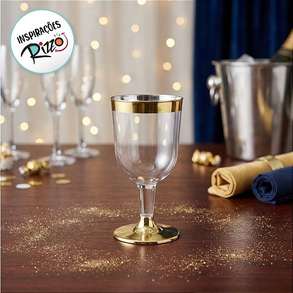 Taça para Vinho Dourada - 4 unidades - 210 ml - Rizzo