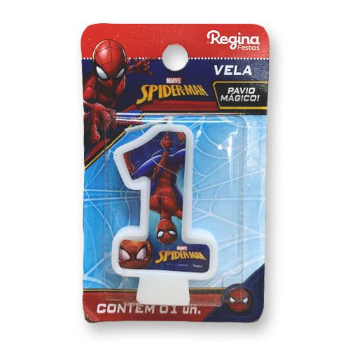 Vela Festa Spider Man Número 1 - 01 unidade - Regina - Rizzo Festas
