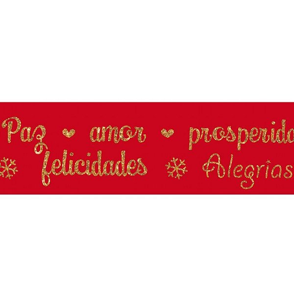 Fita de Cetim Vermelho Feliz Natal  EGP009SG 029 - 38mm x 10m - Progresso