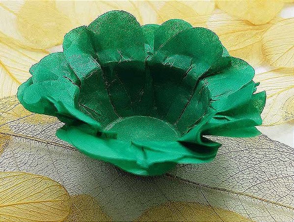 Forminha para Doces Floral em Seda Verde Escuro - 40 unidades - Decorart - Rizzo Embalagens