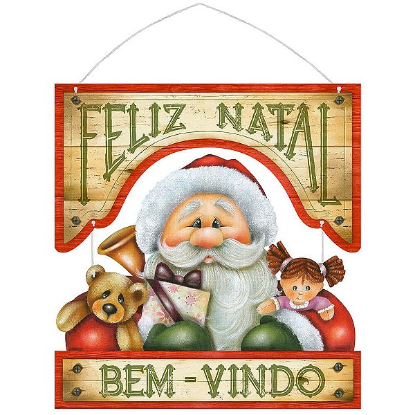 Placa Decorativa - Natal - Ho Ho Ho, Feliz Natal Placa Decorativa