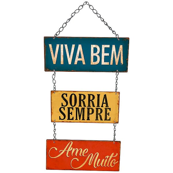 Placa Decorativa em MDF - Viva Bem, Sorria Sempre- DHPM5-230 - LitoArte - Rizzo Embalagens