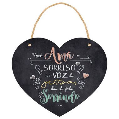 Placa Decorativa em MDF - Coração Você Ama - DHPM5-187 - LitoArte - Rizzo Embalagens