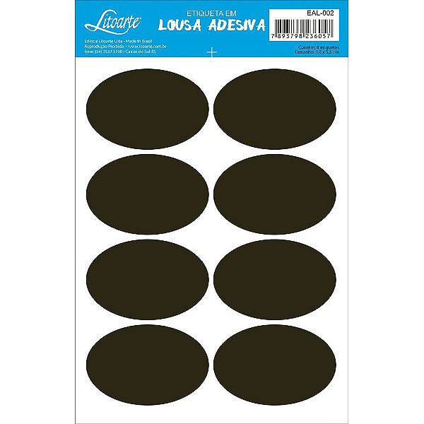 Etiqueta Lousa Adesiva em Vinil - Liso Oval - EAL-002 - LitoArte - Rizzo Embalagens