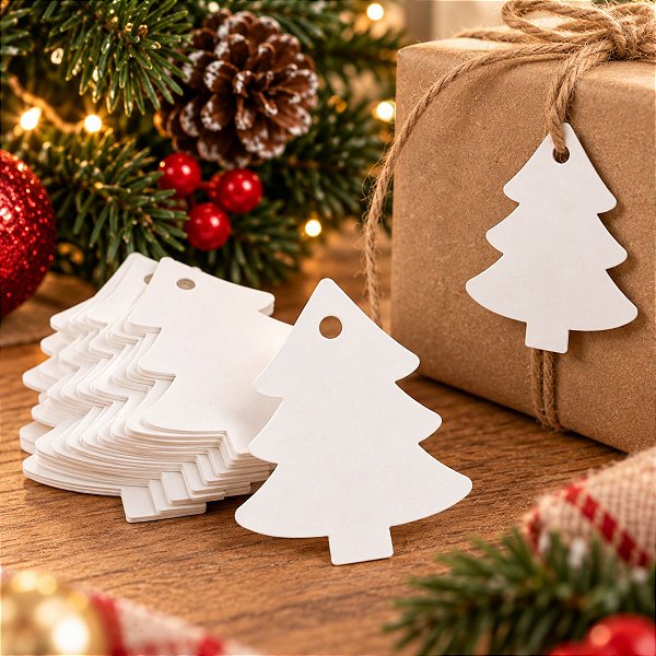 Tag Árvore de Natal Branca com 10 un - Rizzo