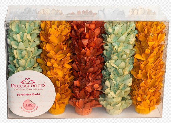 Forminha para Doces Finos - Madri Laranjas e Verdes - Tarde de Outono - 50 unidades - Decora Doces - Rizzo Festas