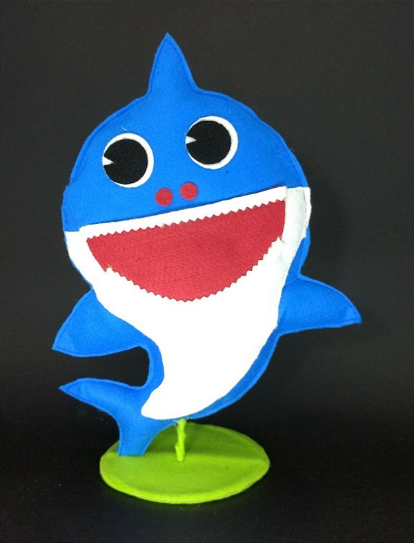 Tubarão Azul Baby Shark em Feltro - 01 unidade - Pé de Pano - Rizzo Embalagens