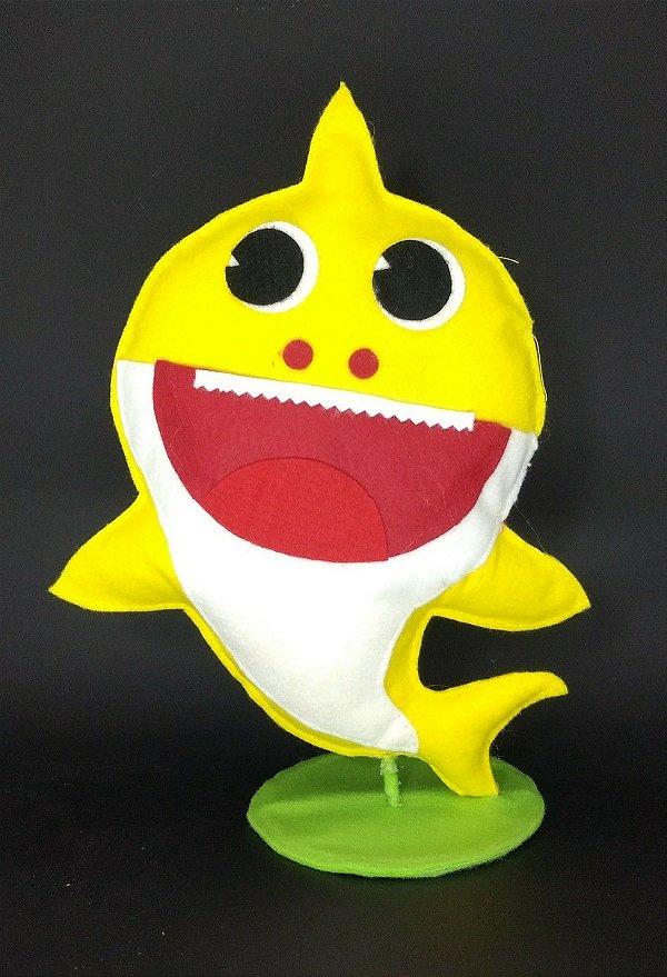 Tubarão Amarelo Baby Shark em Feltro - 01 unidade - Pé de Pano - Rizzo Embalagens