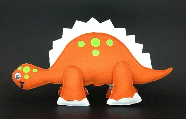 Stegosauro  Laranja em Feltro - 01 Unidade - Pé de Pano - Rizzo Festas