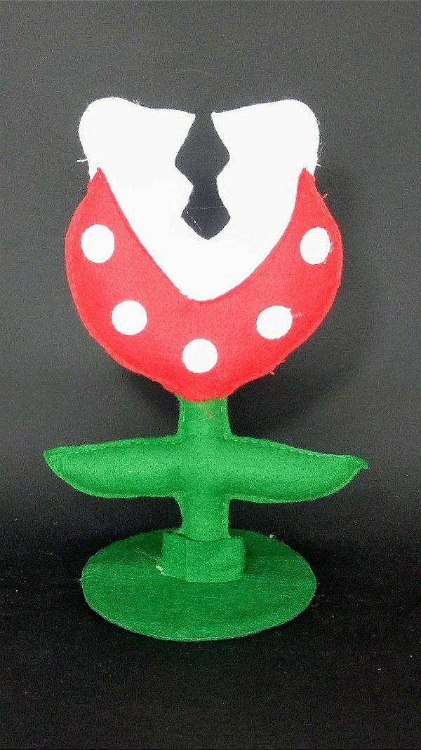 Flor Carnivora Vermelha Mario em Feltro - 01 Unidade - Pé de Pano - Rizzo Festas
