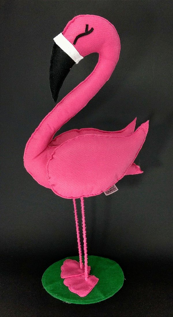 Flamingo em Pé Pink em Feltro - 01 Unidade - Pé de Pano - Rizzo Festas