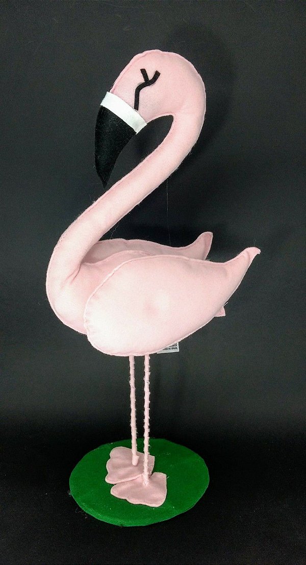 Flamingo em Pé Rosa Claro em Feltro - 01 Unidade - Pé de Pano - Rizzo Festas