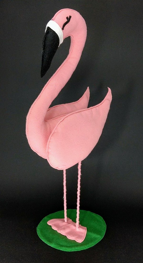 Flamingo em Pé Rosa Escuro em Feltro - 01 Unidade - Pé de Pano - Rizzo Festas