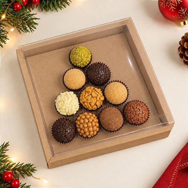 Caixa 10 Brigadeiros Árvore de Natal - Kraft - 5 unidades - Assk - Rizzo