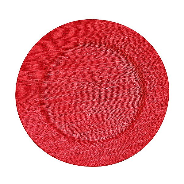 Sousplat Listras Trabalhadas Vermelho 33cm - 01 unidade - Cromus Natal - Rizzo Embalagens