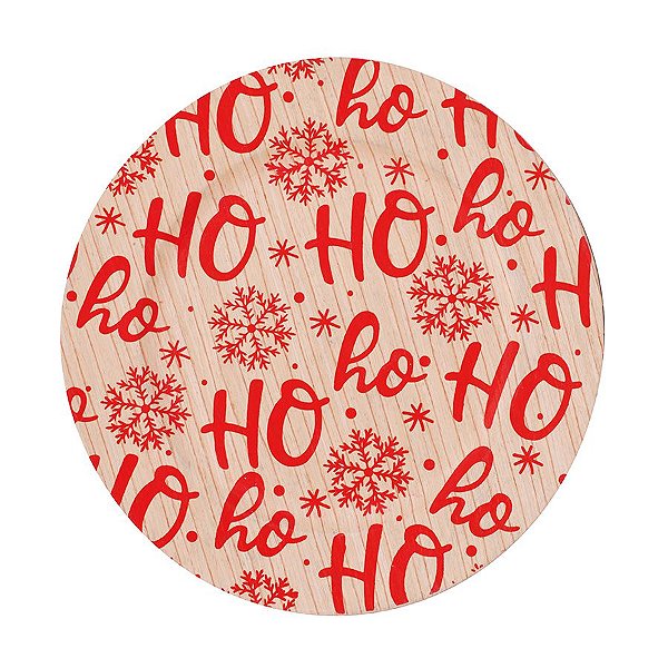 Sousplat HoHoHo Bege e Vermelho 33cm - 01 unidade - Cromus Natal - Rizzo Embalagens