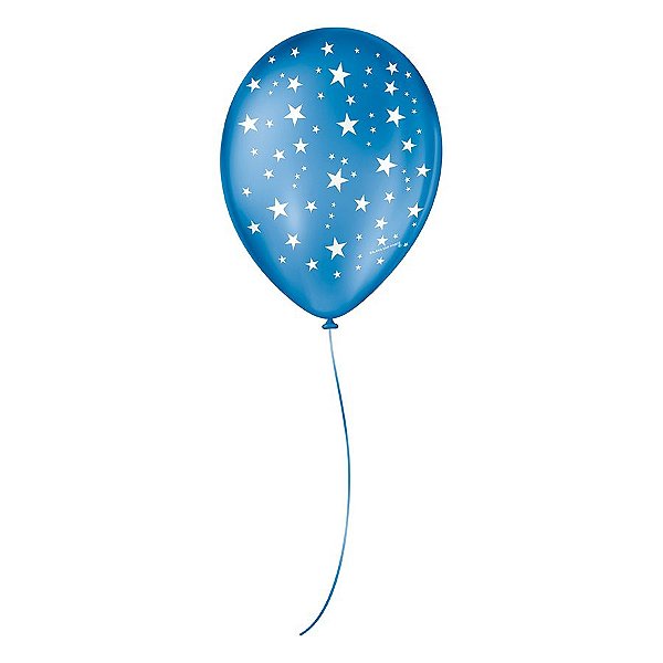 Balão de Festa Decorado Estrela - Azul Cobalto e Branco 9" 23cm - 25 Unidades - São Roque - Rizzo Balões