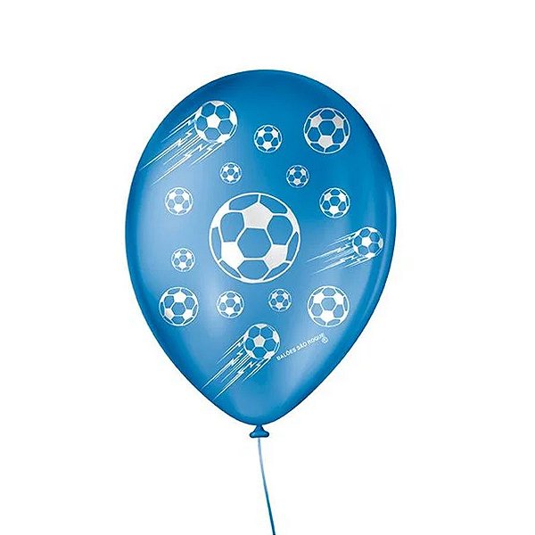 Balão de Festa Decorado Futebol - Azul Cobalto e Branco 9" 23cm - 25 Unidades - São Roque - Rizzo Balões