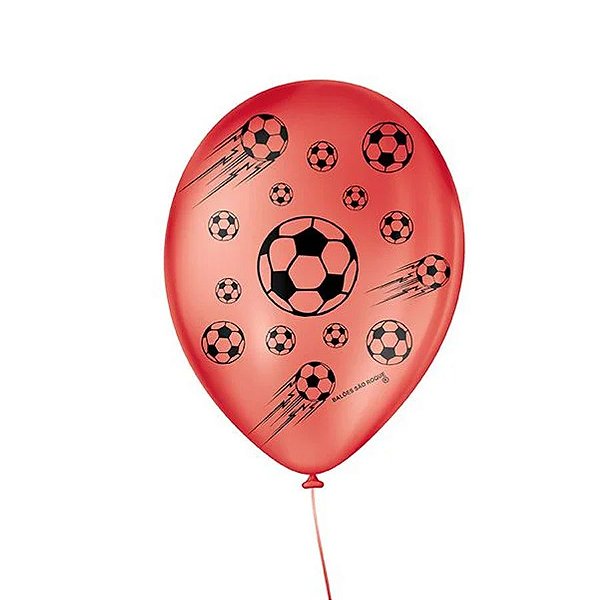Balão de Festa Decorado Futebol - Vermelho e Preto 9" 23cm - 25 Unidades - São Roque - Rizzo Balões