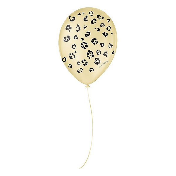 Balão de Festa Decorado Onça - Champagne e Preto 9" 23cm - 25 Unidades - São Roque - Rizzo Balões
