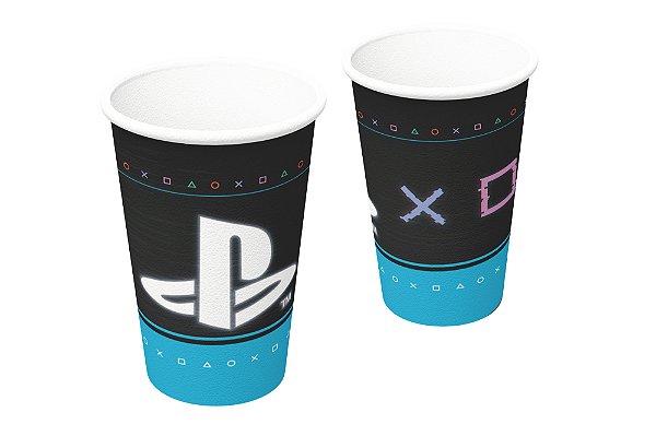 Copo de Papel 200ml Festa Playstation 12x08 - 8 Unidades - Festcolor - Rizzo Festas