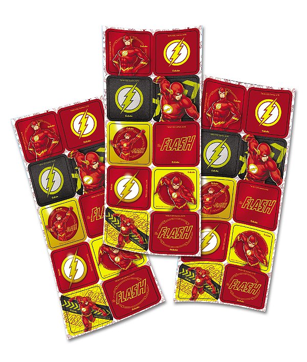 Adesivo Quadrado para Lembrancinha Festa Flash - 30 unidades - Festcolor - Rizzo Festas