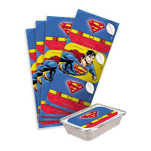 Adesivo Retangular Festa Superman - 12 unidades - Festcolor - Rizzo Festas