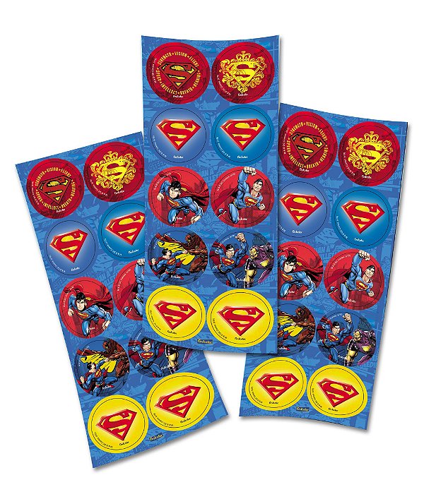 Adesivo Redondo para Lembrancinha Festa Superman - 30 unidades - Festcolor - Rizzo Festas