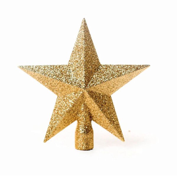 Estrela com Glitter Ouro 15cm - 01 unidade - Cromus Natal - Rizzo Embalagens