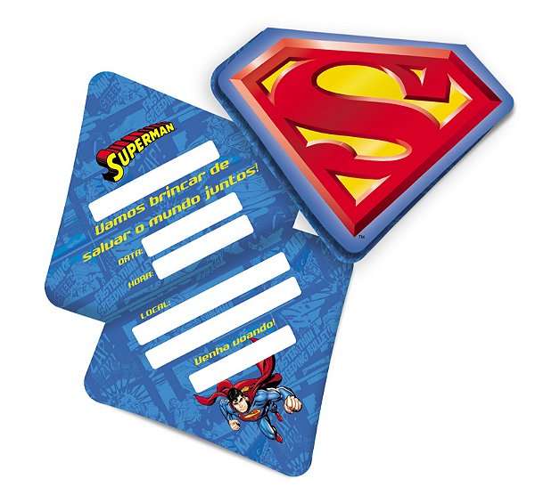 Convite Festa Superman - 8 unidades - Festcolor - Rizzo Festas