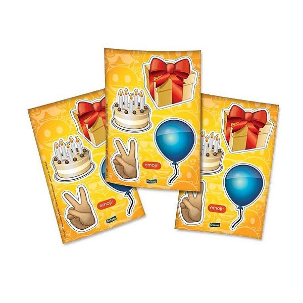 Adesivo Especial Festa Emoji - 16 unidades - Festcolor - Rizzo Embalagens e Festas