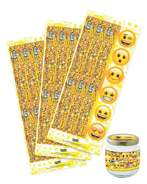 Adesivo para Lembrancinhas Festa Emoji- 36 unidades - Festcolor - Rizzo Embalagens e Festas