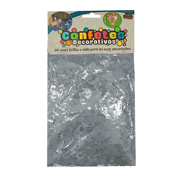 Confete Mini Picadinho Metalizado 25g - Prata Dupla Face - Rizzo Embalagens