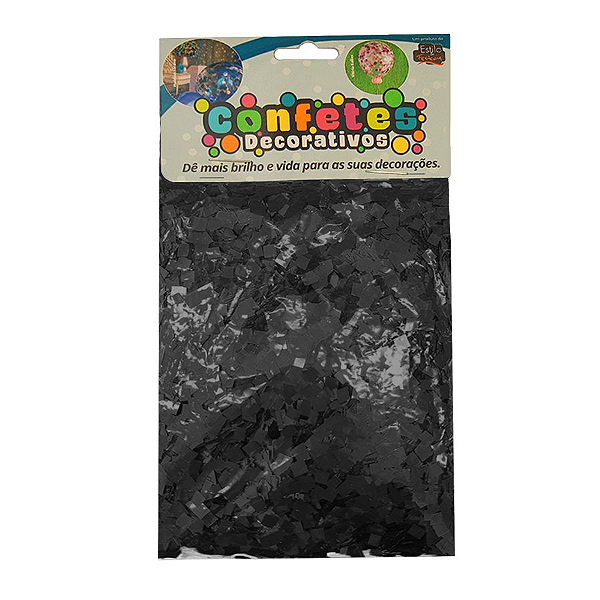 Confete Mini Picadinho 25g - Preto Dupla Face - Rizzo Embalagens