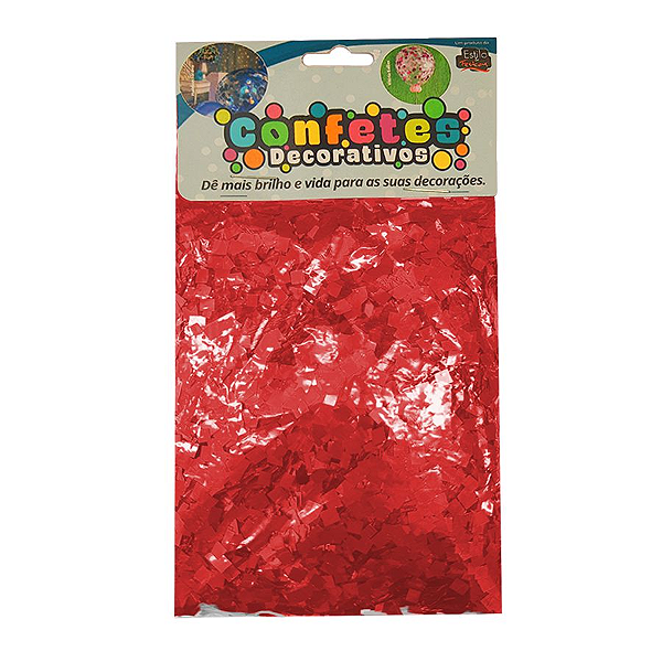 Confete Mini Picadinho Metalizado 25g - Vermelho Dupla Face - Rizzo Embalagens