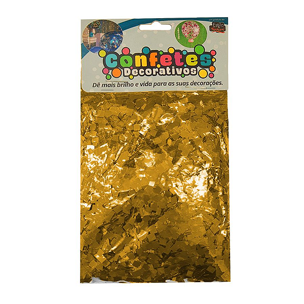 Confete Mini Picadinho Metalizado 25g - Dourado Dupla Face - Rizzo Embalagens